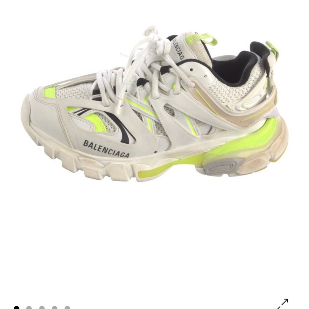 Balenciaga White and Neon Yellow Athletic Shoes